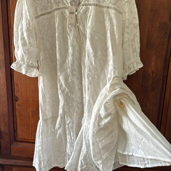NWT ANTHROPOLOGIE PORRIDGE WHITE SHORT SLEEVE EYELET DRESS. SIZE M - Picture 12 of 16